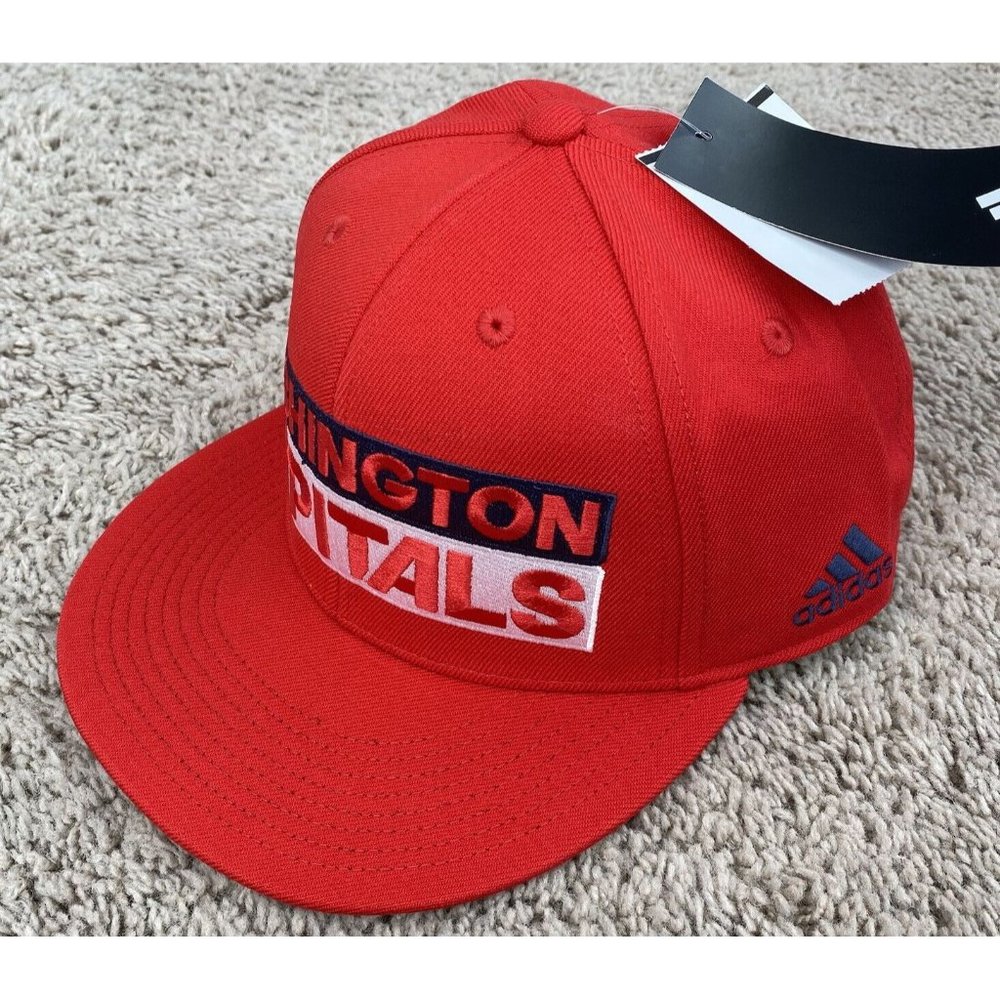 Washington Capitals NHL Adidas Hat Culture Box Red Flex Fit S/M Flat Visor Cap